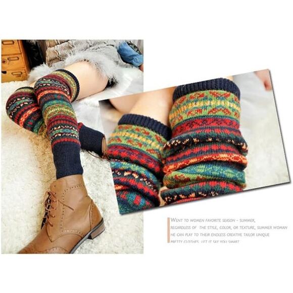 Argyle Blue Sky Blue & Dark Blue Over The Knee Socks One Size - Picture 1 of 6